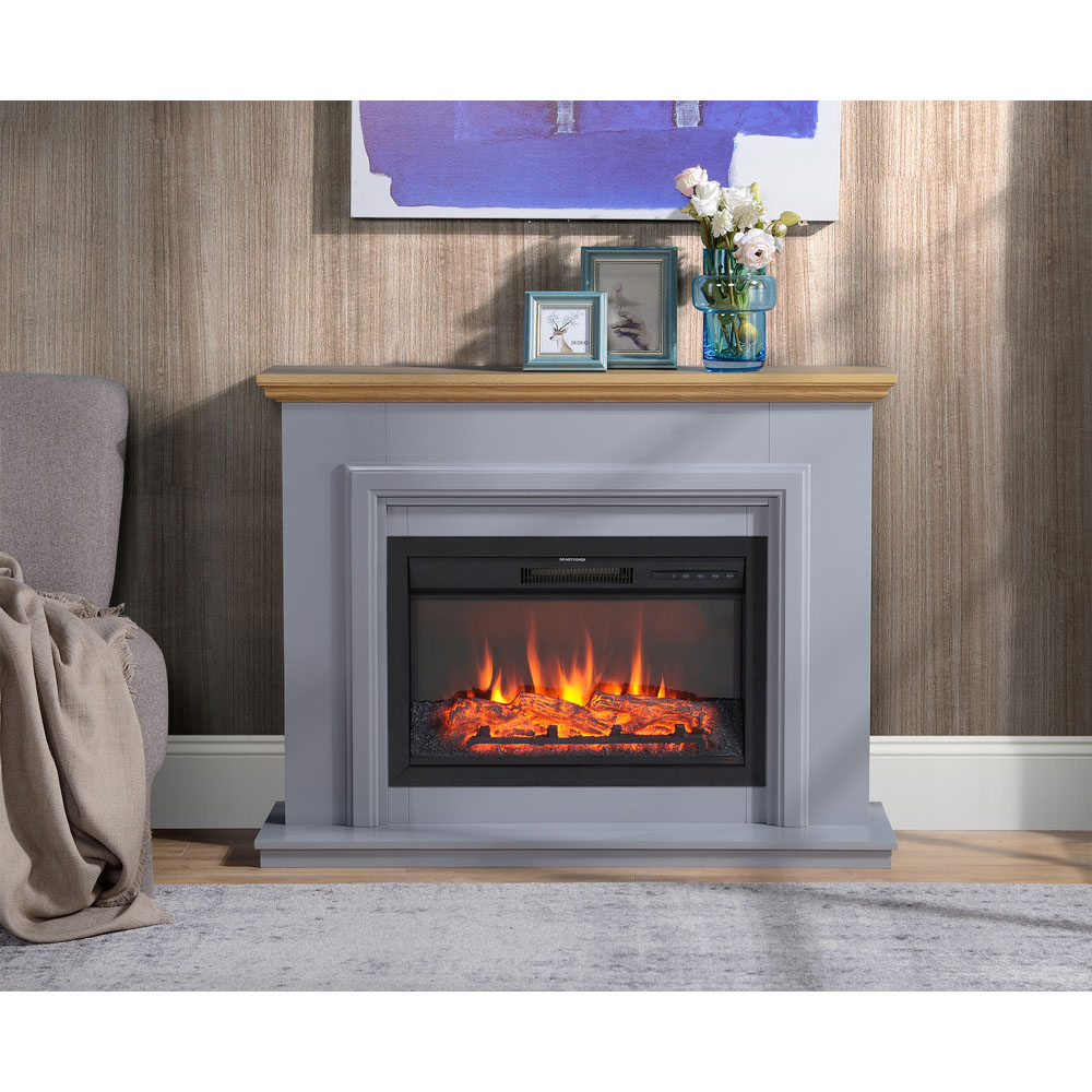 Focal Point Horsham Oak and Grey Electric Fire Suite Image 6