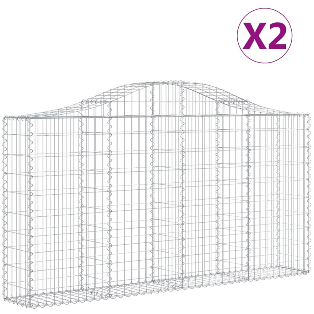 vidaXL Silver Galvanised Iron Gabion Basket 200 x 30 x 100/120cm 2 Pack Image 4