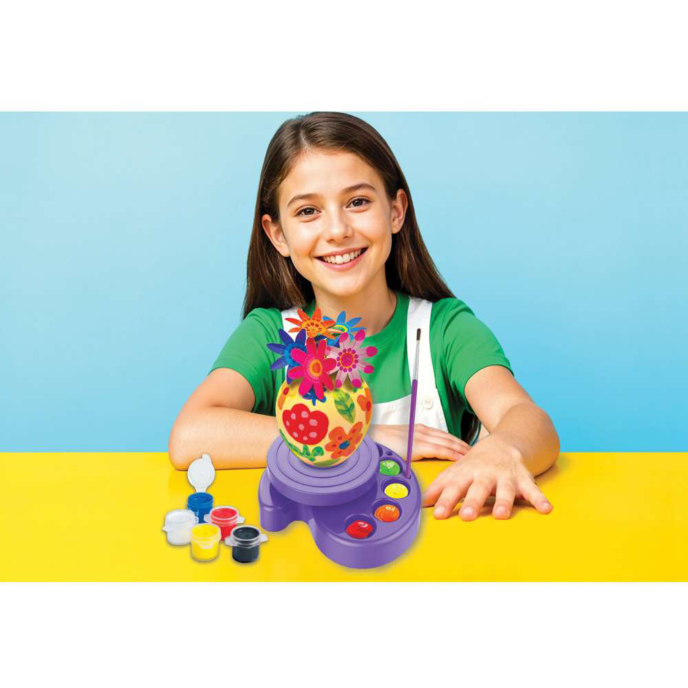 4M KidzMaker Twirl and Paint Mini Vase Creative Floral Art Craft Kit Image 2