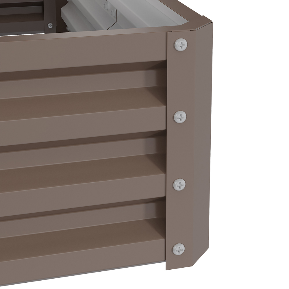 Living and Home Brown U Shap Zinc Steel 5 Compartment Raised Garden Bed 243 x 241cm Image 7