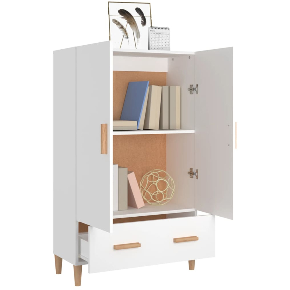 vidaXL 2 Door Single Drawer White Highboard Image 4