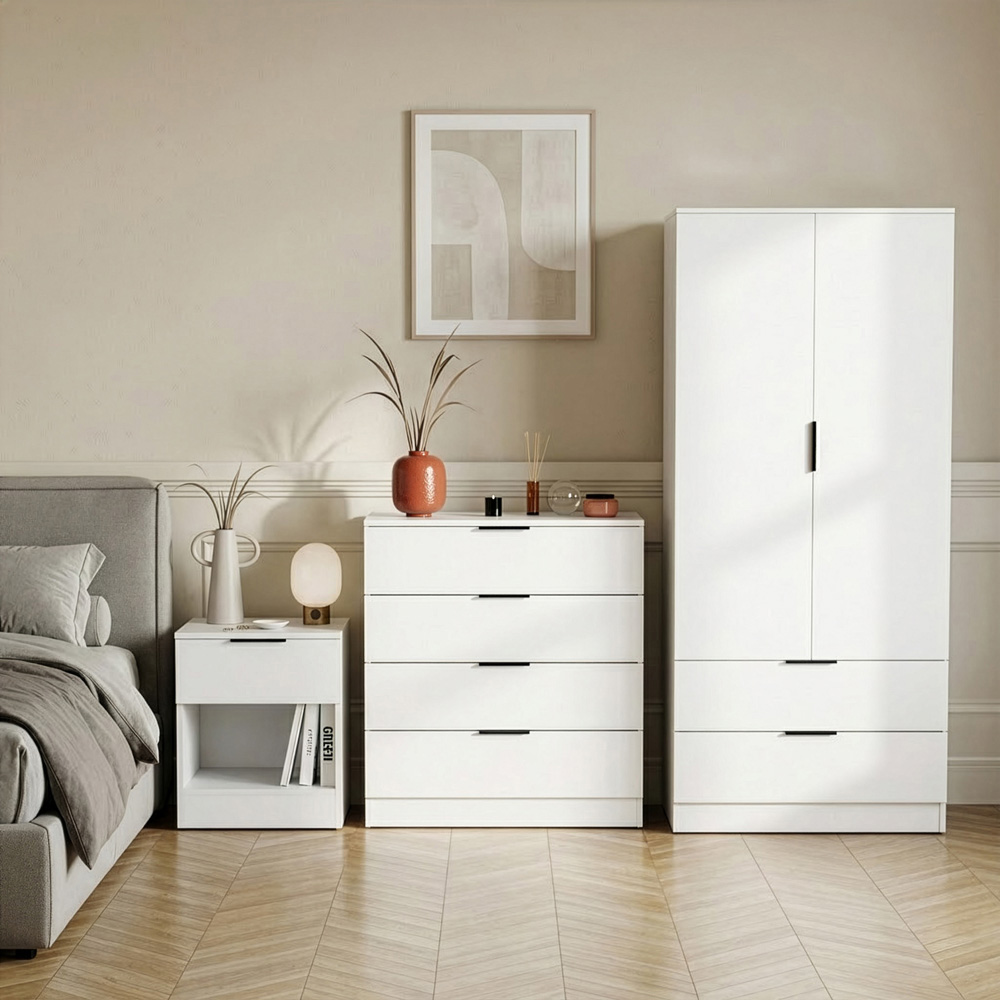 VIDA DESIGNS Trega White 3 Piece Bedroom Furniture Set Image 5