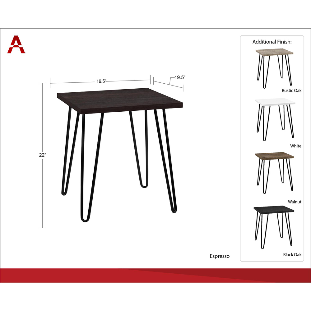 Dorel Owen White Retro End Table Black Image 8