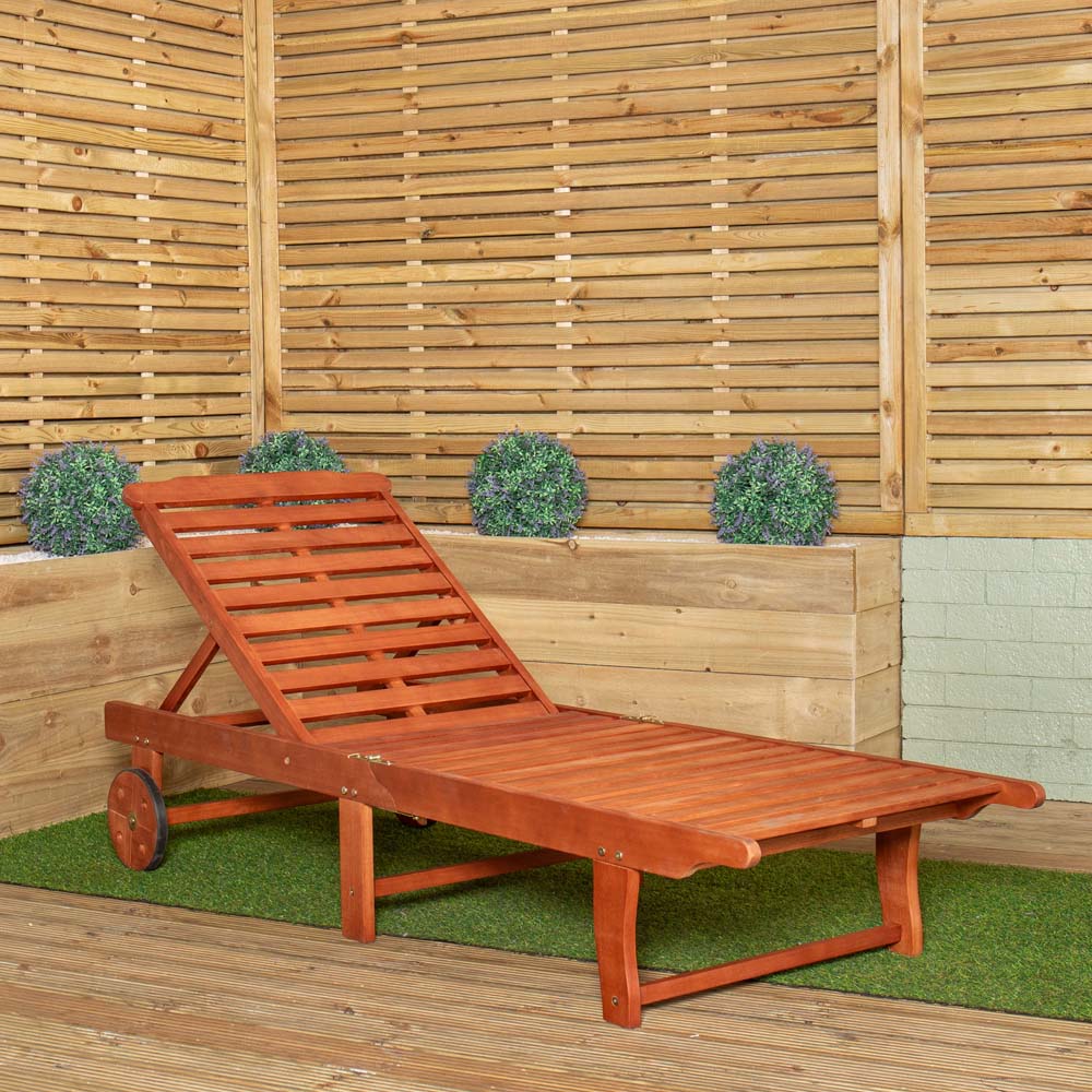 Samuel Alexander Wooden Foldable Sun Lounger with Wheels Image 3