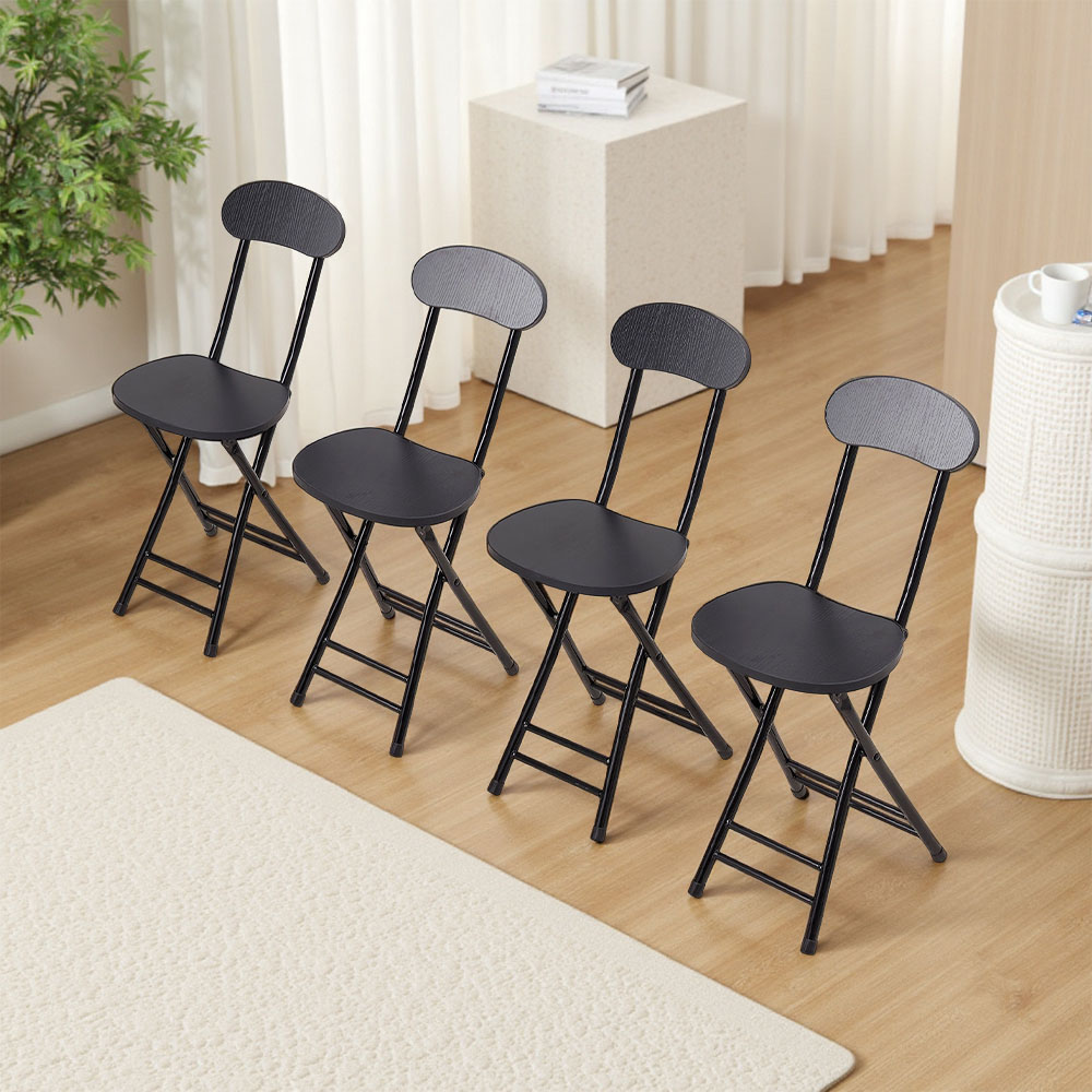 Living and Home Set of 4 Black Portable Foldable Dining Chairs Image 7