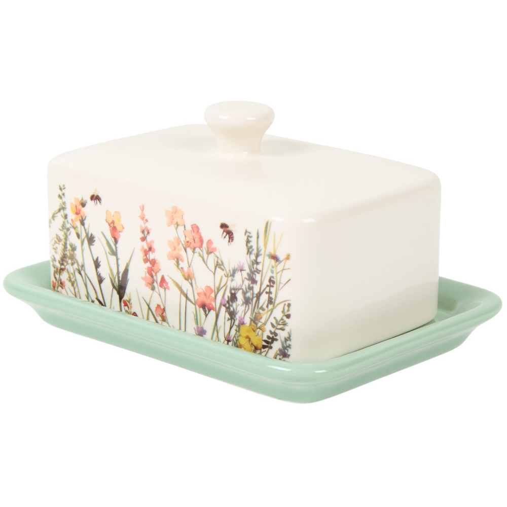 Floral Bees Butter Dish Ivory Image 3