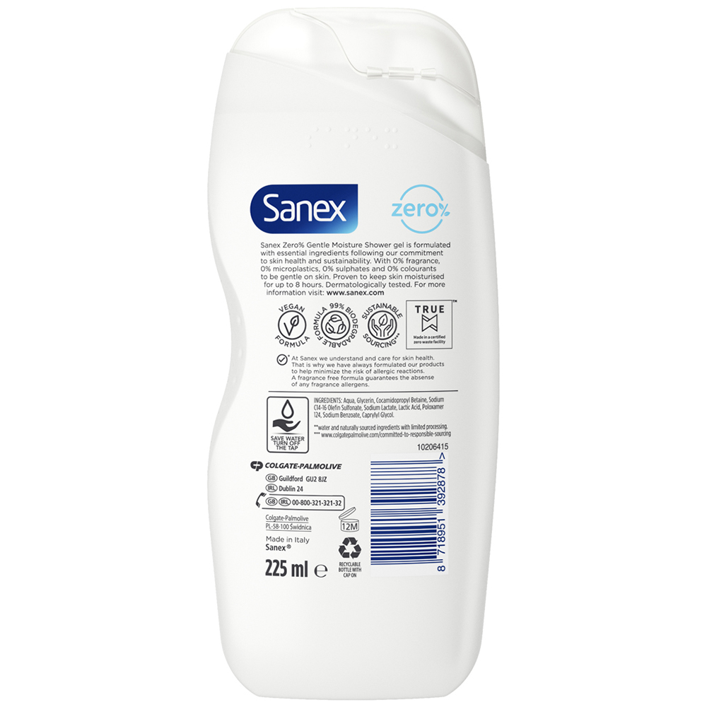 Sanex 2 in 1 Sensitive Skin Shower Gel 225ml Wilko