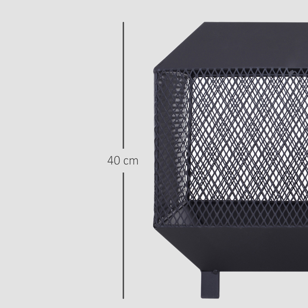 Outsunny Metal Fire Pit with 360° View Mesh Lid Cover Image 6