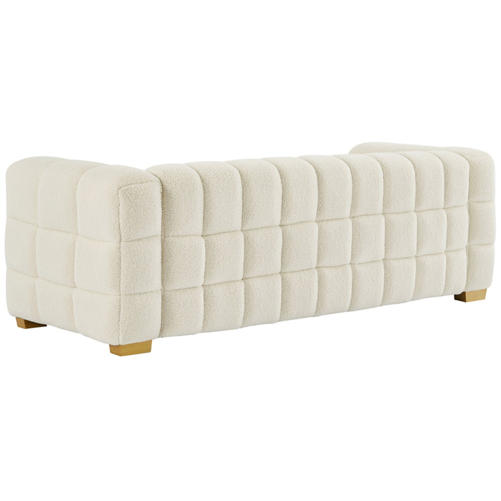 Furniture One 3 Seater White Teddy Fleece Sofa with 2 Pillows Image 5