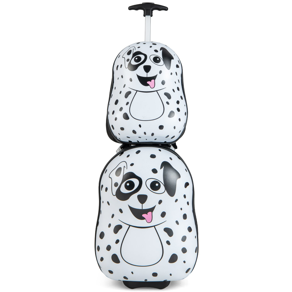 Costway Kids White and Black 2 Piece Luggage Set with Adjustable Handle Image 3