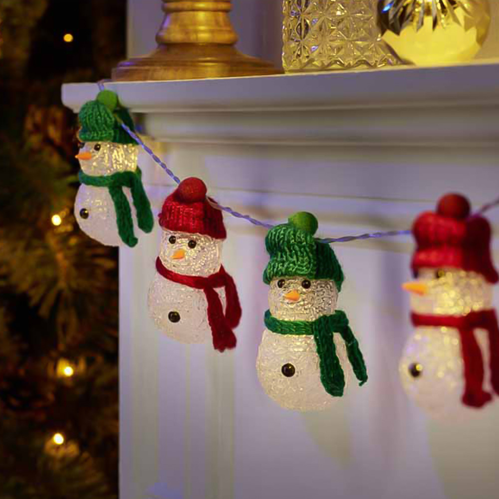 Wilko Battery-Operated Acrylic Snowman String Lights Image 1