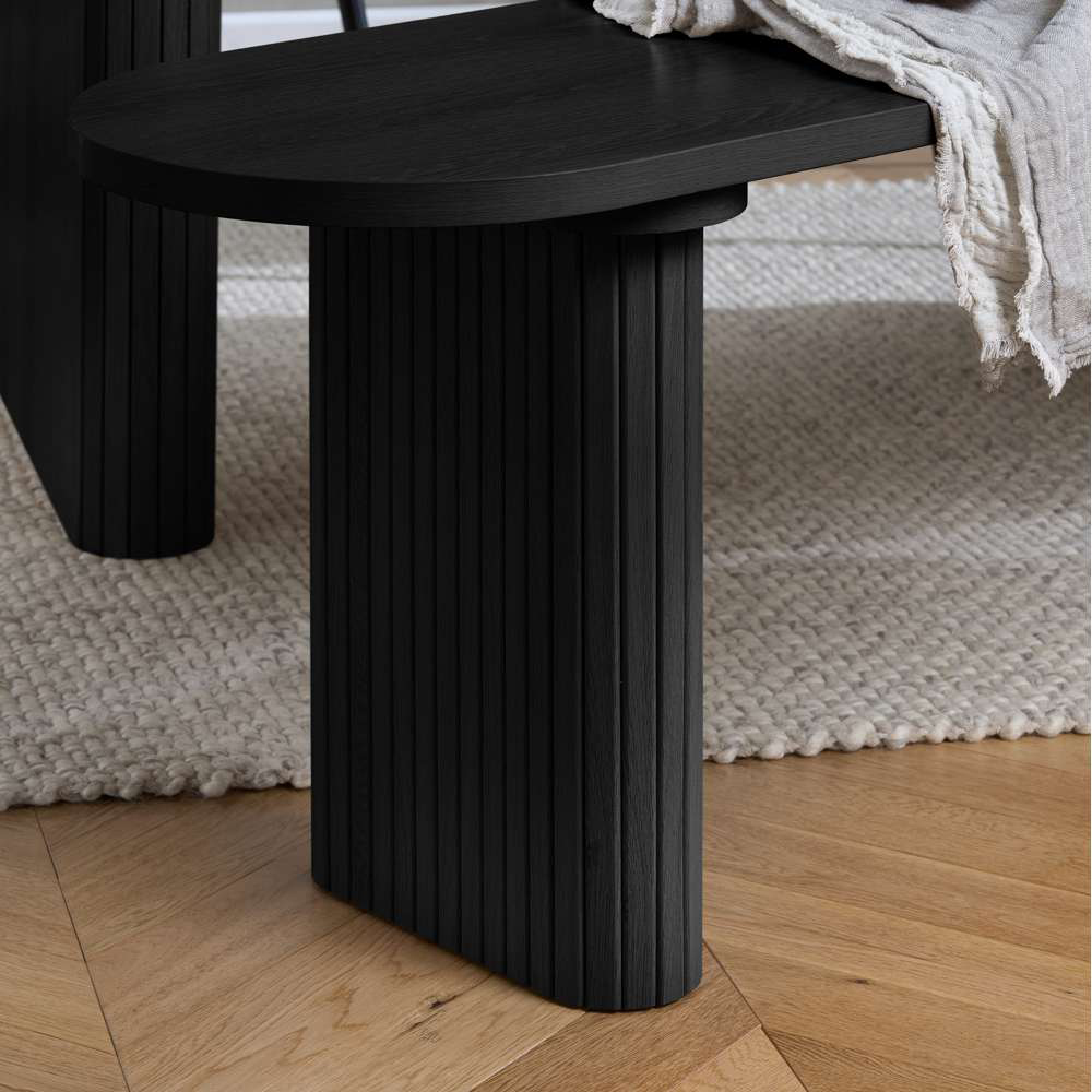 Birlea Axel 2 Seater Black Oval Fluted Dining Bench Image 5