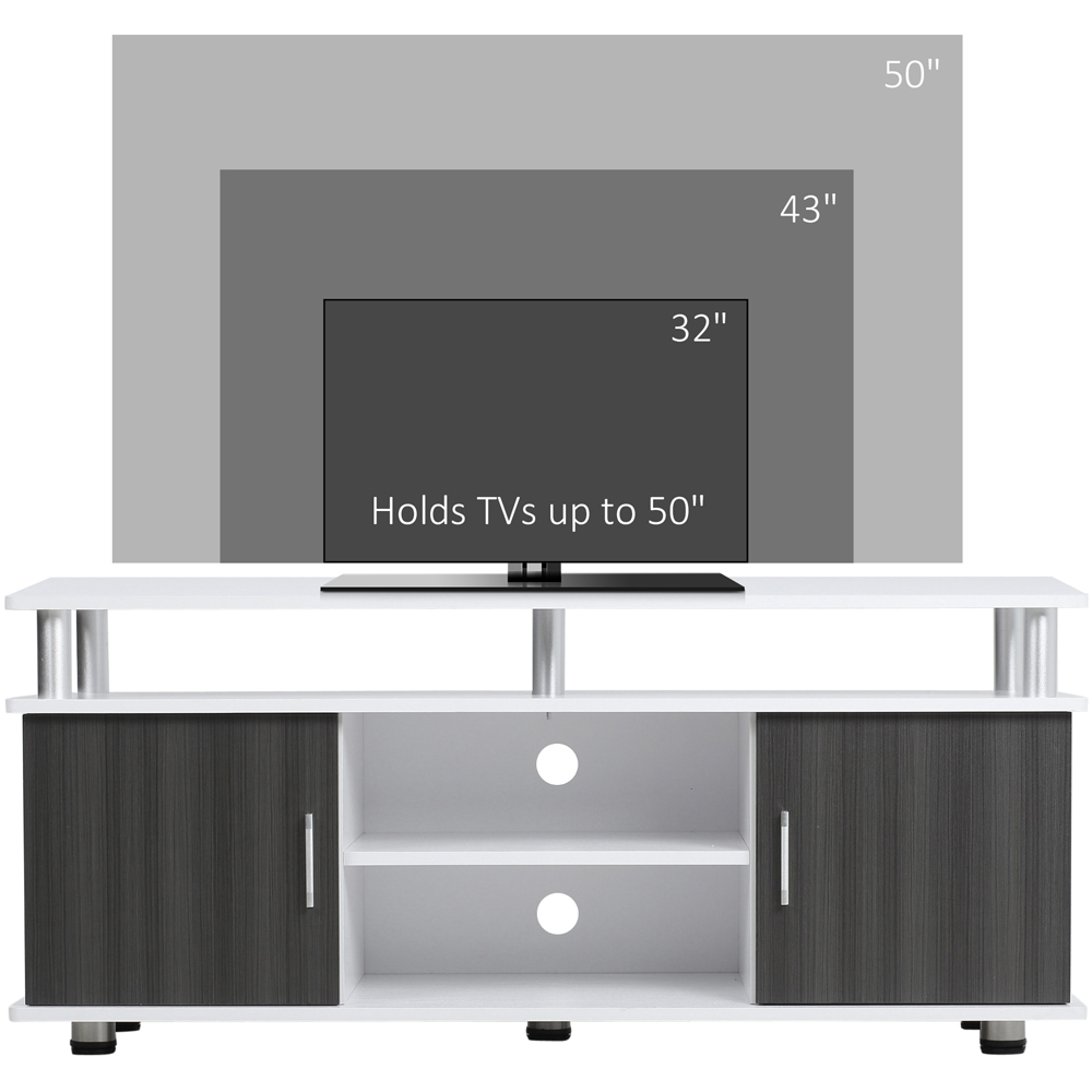 Portland 2 Door 3 Shelf White and Grey TV Cabinet Image 4