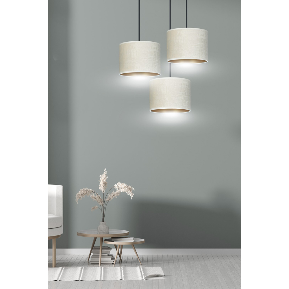 Emibig Hilde 3 Light White Shade Black E27 Ceiling Pendant Light Image 8