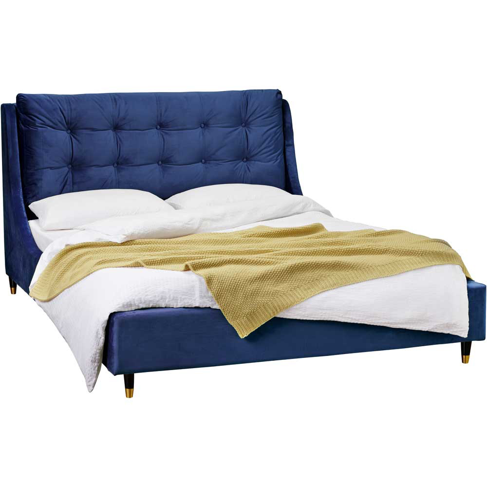 Sloane King Size Blue Velvet Bed Frame Image 2