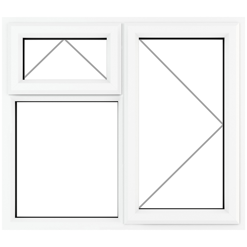 Crystal uPVC Double Glazed Window RH Side Hung and Top Opener White Clear Glass 905x965mm Image 2
