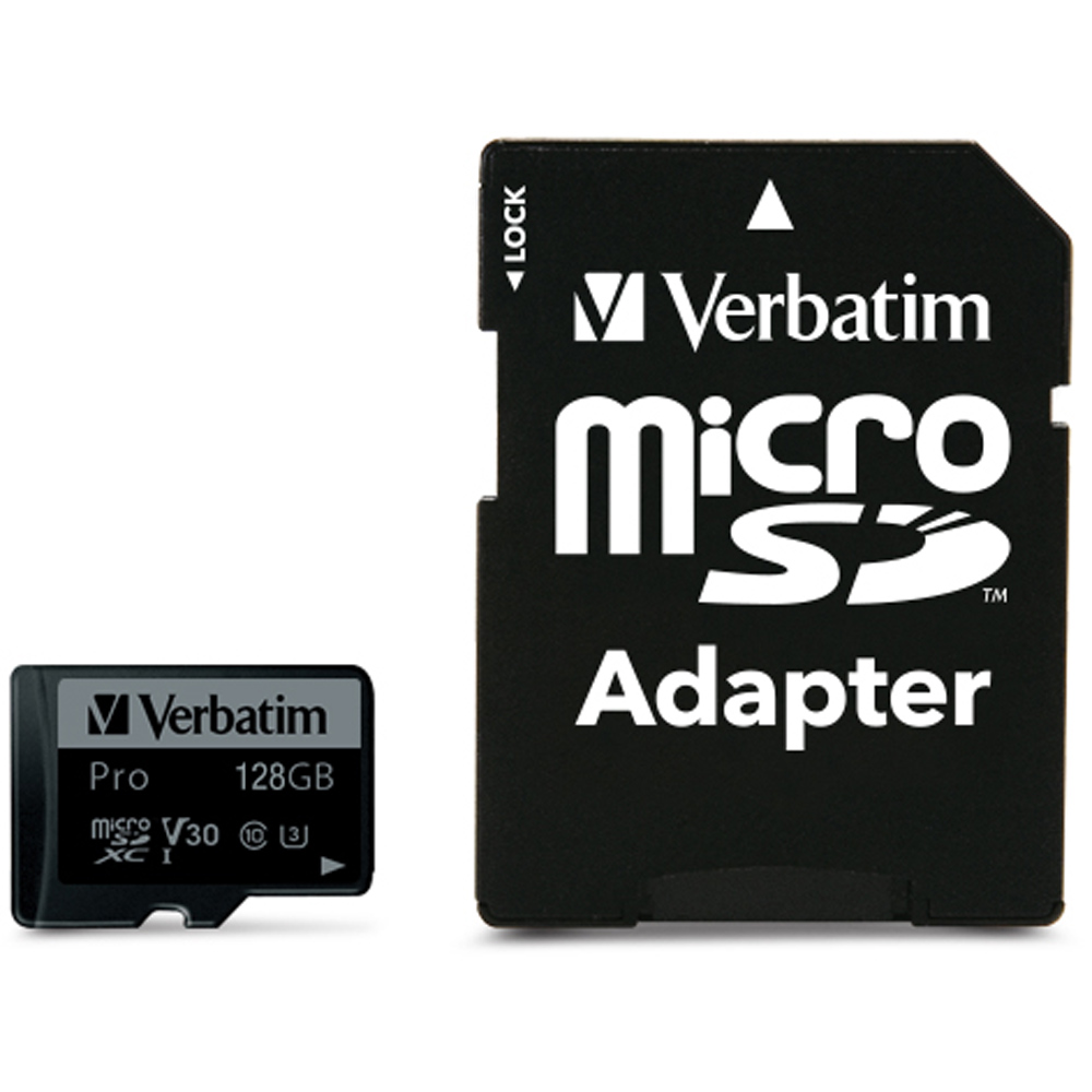Verbatim 128GB Pro Micro SDXC Memory Card with Adapter Image 2
