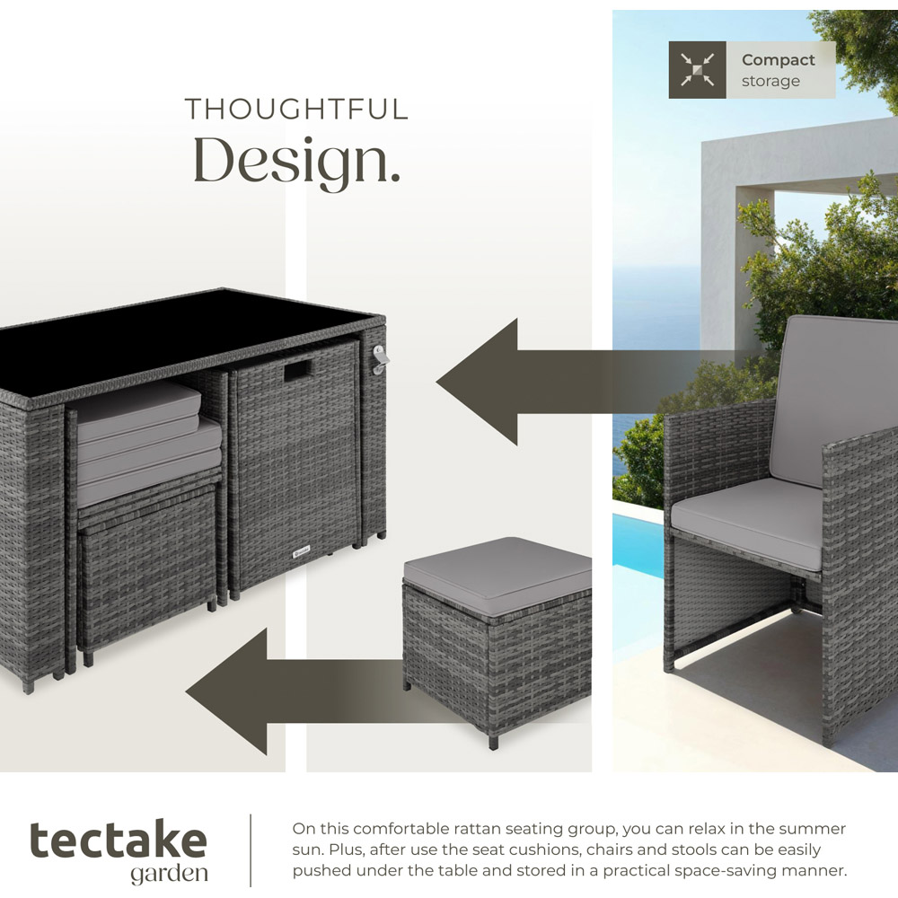 tectake Palermo 4 Seater Grey Garden Table Set Image 4
