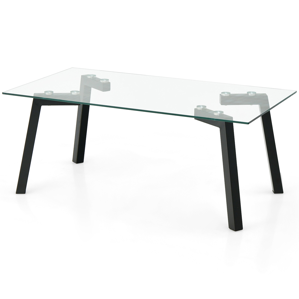 Costway Tempered Glass Coffee Table with Metal Legs Image 2