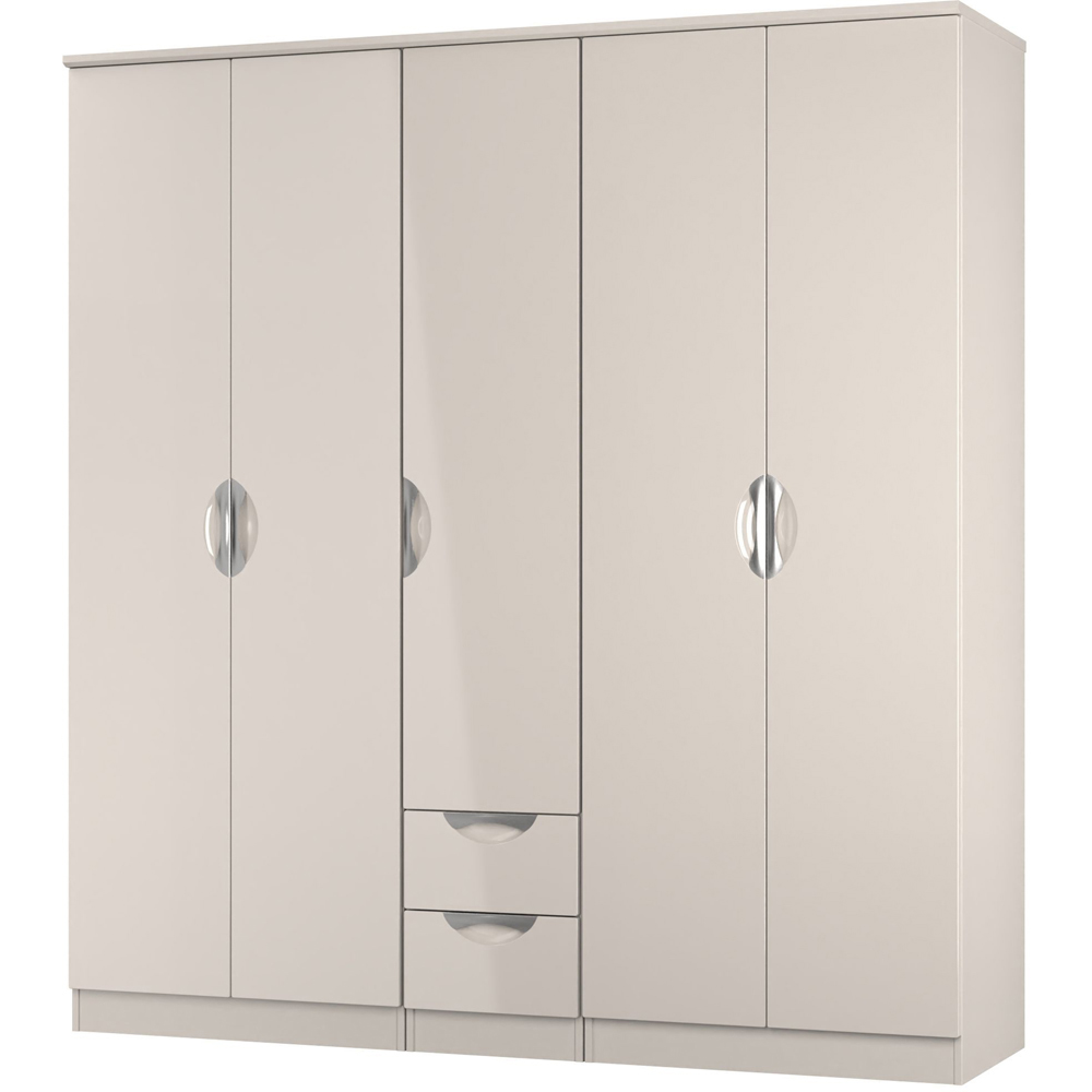 Crowndale Camden 5 Door 2 Drawer Kashmir Gloss Wardrobe Ready Assembled Image 3