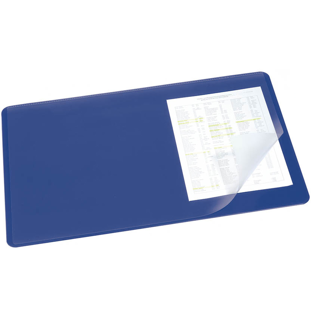 Durable Dark Blue Clear Overlay Non-Slip Desk Mat 53 x 40cm Image 1
