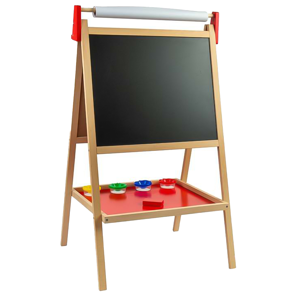 Bigjigs Toys Kids Deluxe Wooden Fold Up Easel with Accessories Image 1