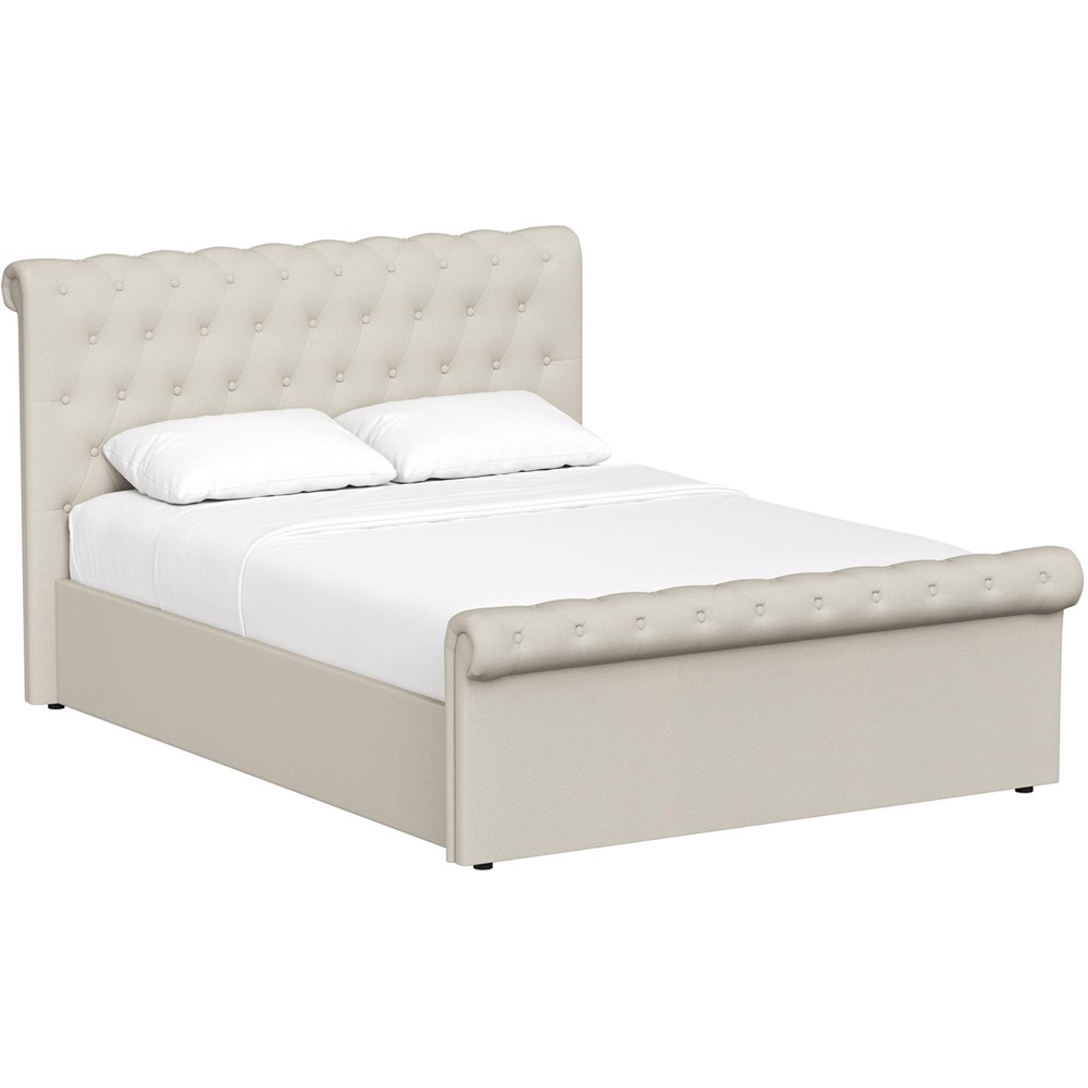 FWStyle Abbey Double Cream Almond Side Lift Ottoman Bed Frame with Scroll Buttoned Headboard Image 4