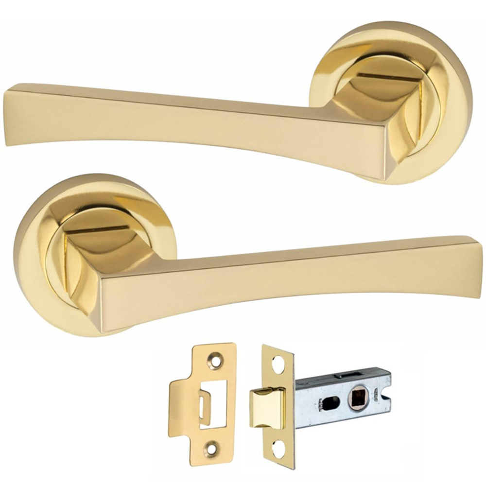 Golden Grace Electro Brass Wave Door Handles Set 52mm 4 Pack Image 2