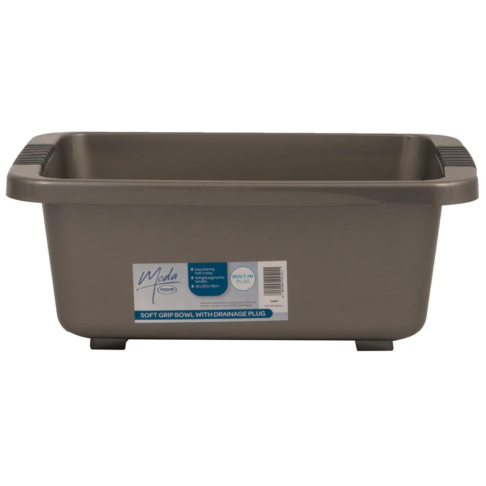 Moda Brown Soft Grip Washing Up Bowl with Draining Plug Image 1