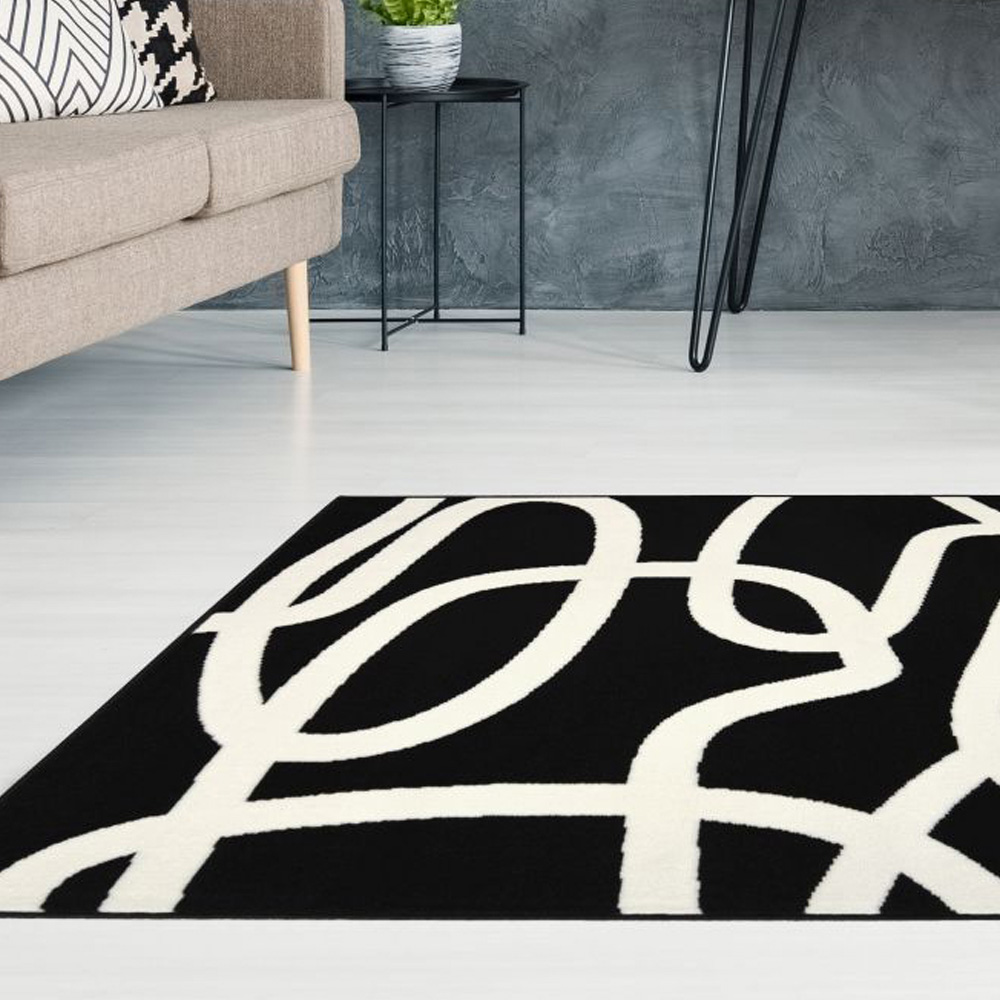 Homemaker Maestro Squiggle Black Rug 200 x 290cm Image 1