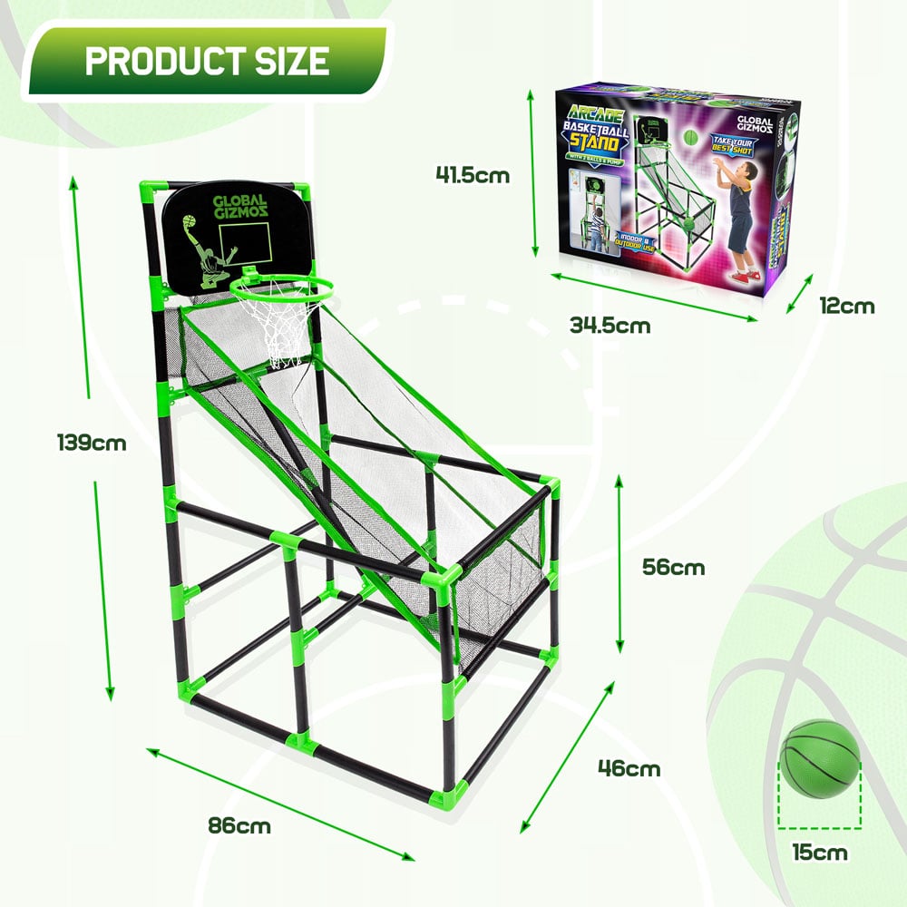 Global Gizmos Green Black Arcade Basketball Stand Image 9