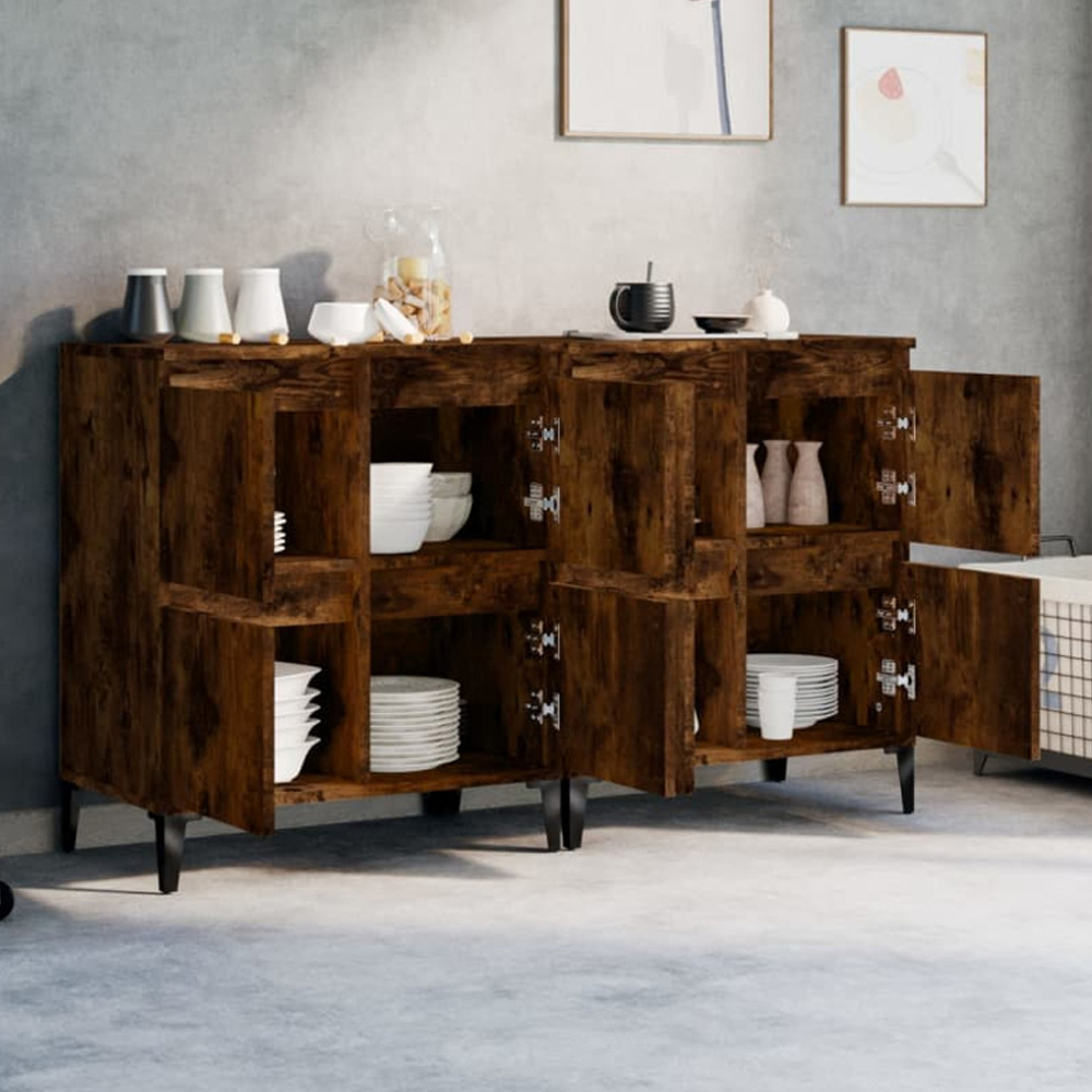 vidaXL 2 Door Smoked Oak Sideboard Set of 2 Image 1