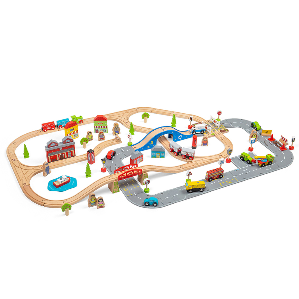 BigJigs Toys Rail City Road and Railway Set Image 4