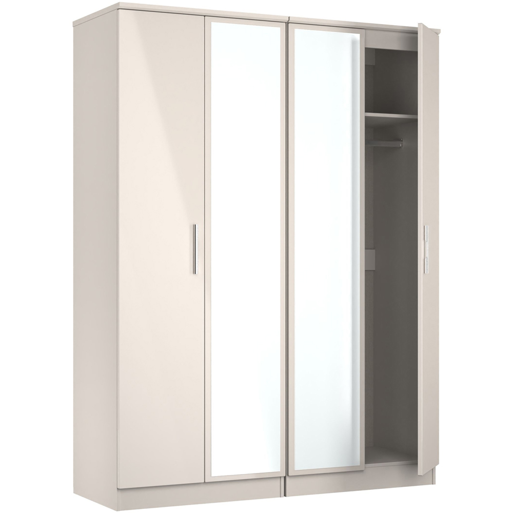 Crowndale Knightsbridge 4 Door Kashmir Gloss Tall Mirror Wardrobe Ready Assembled Image 4
