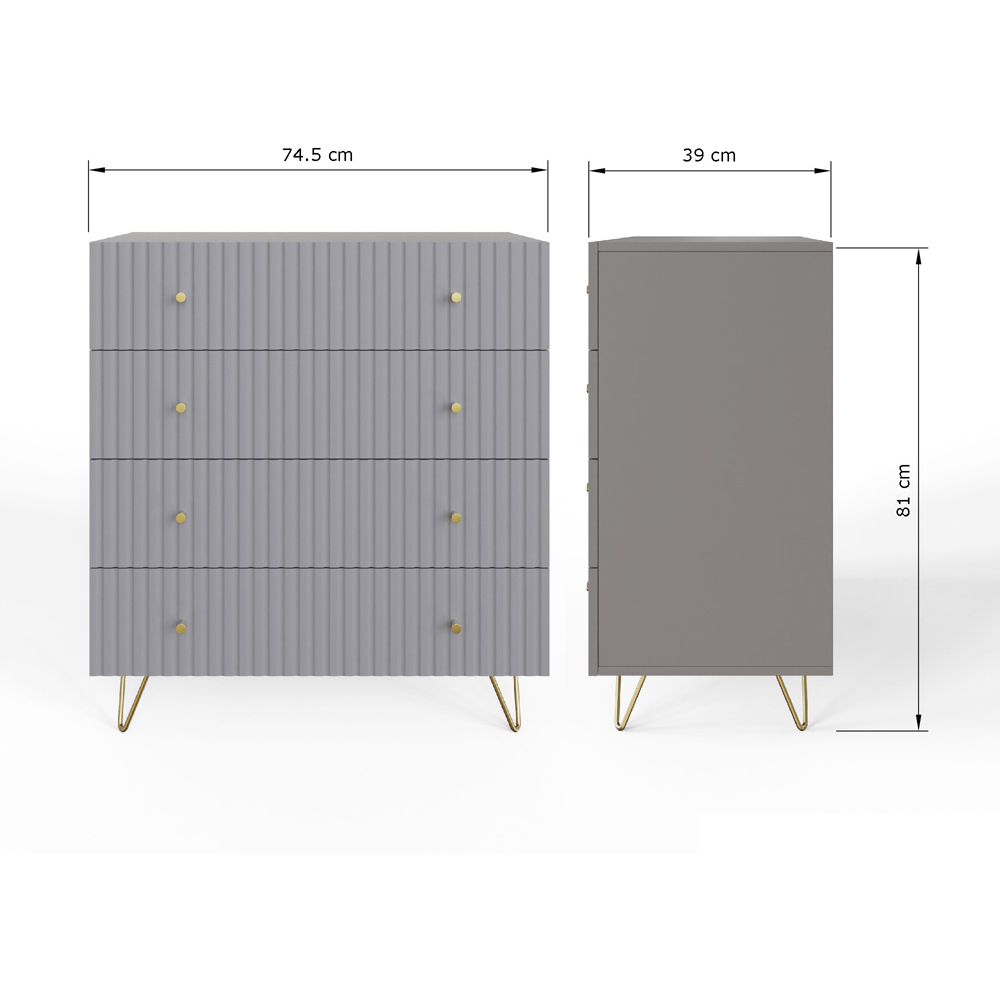 GFW Thalia 4 Drawer Grey Chest of Drawers Image 8