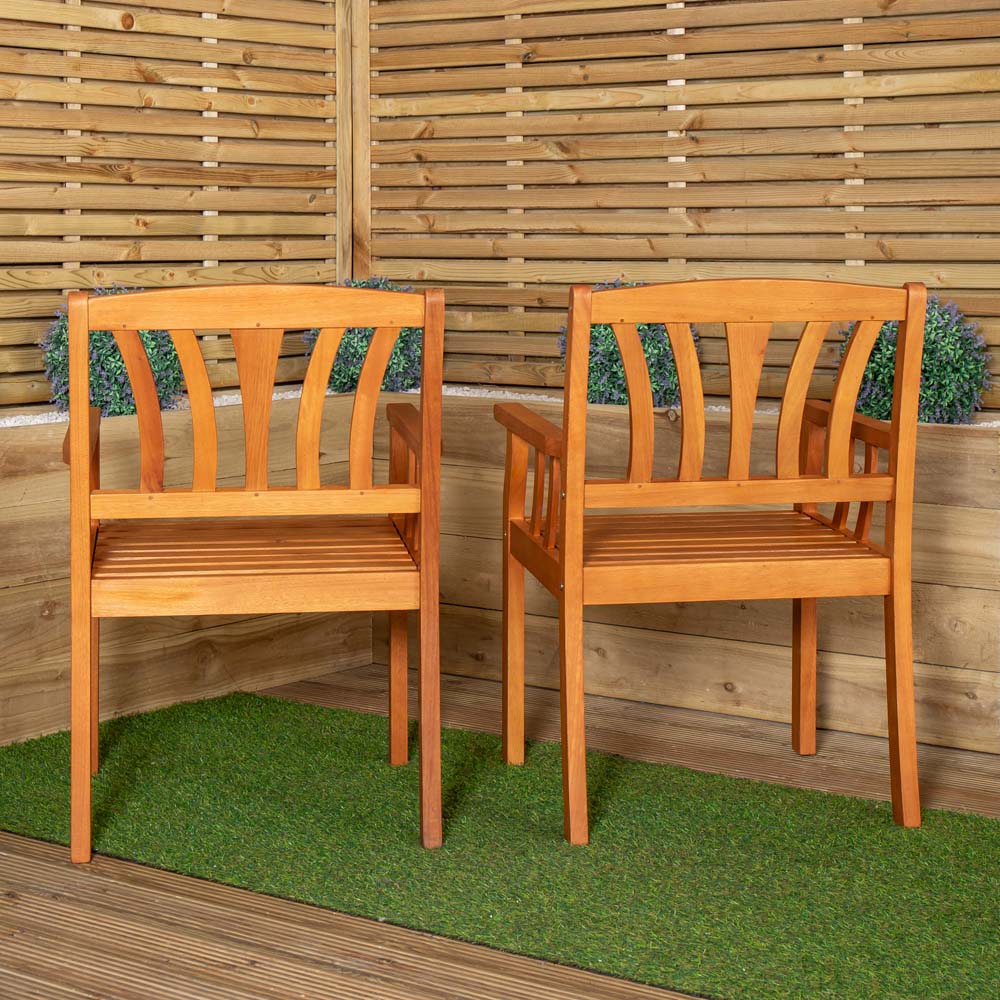 Samuel Alexander Kapalua Set of 2 Wooden Slatted Outdoor Dining Chair Image 3