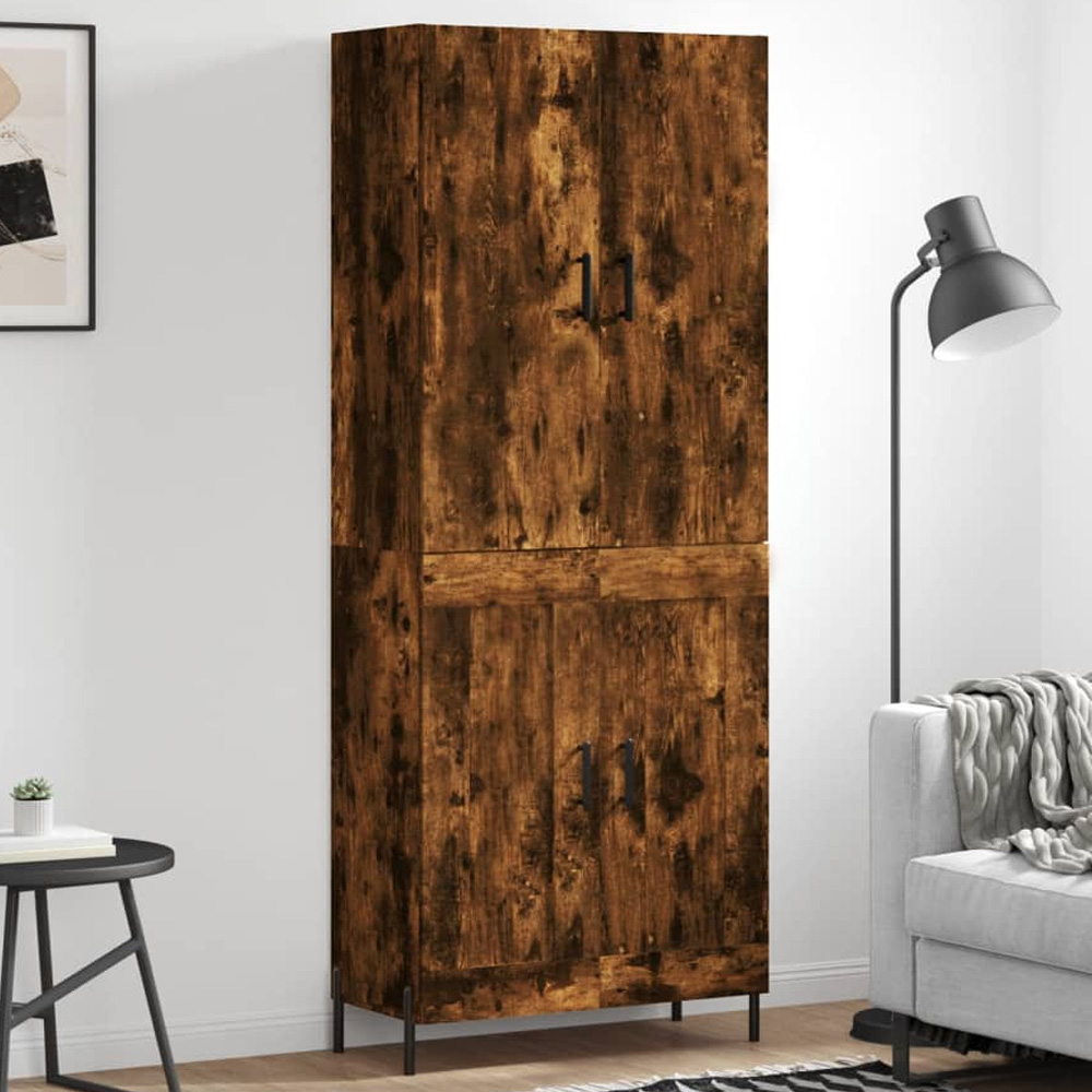 vidaXL 2 Door Smoked Oak Highboard Image 1