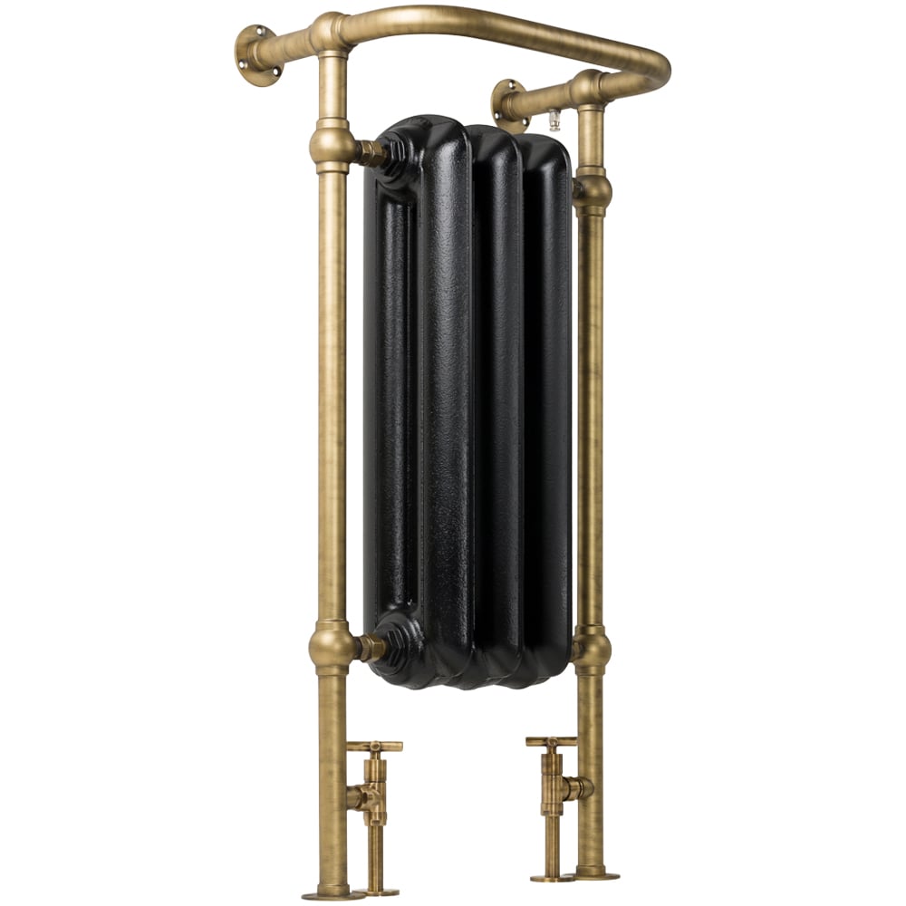 Terma 1217BTU Flat Black and Brushed Brass Heated Towel Rail 900 x 490mm Image 1