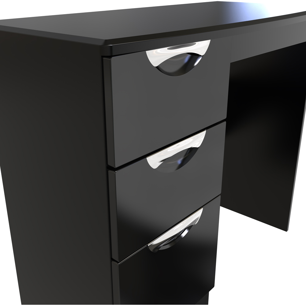 Crowndale Camden 3 Drawer Black Gloss and Black Vanity Dressing Table Ready Assembled Image 5