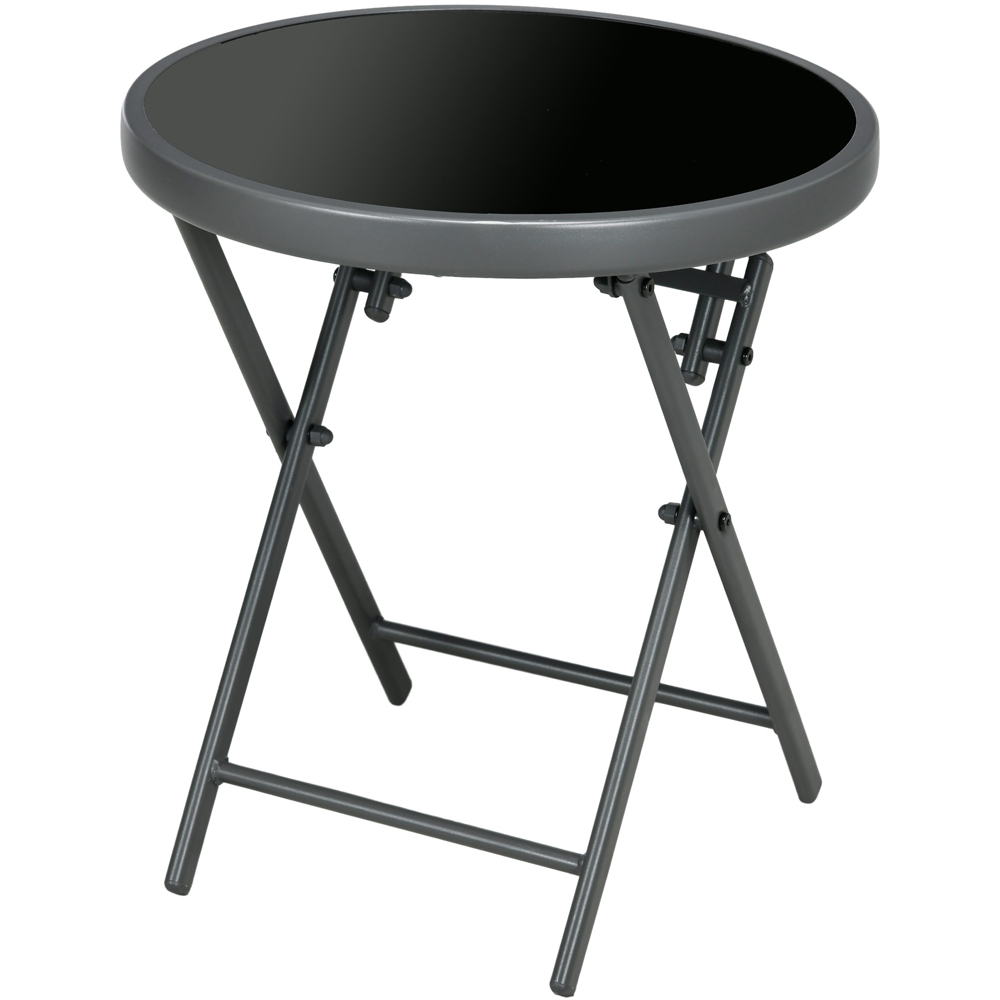 Outsunny Outdoor Round Glass Top Foldable Garden Table Image 2