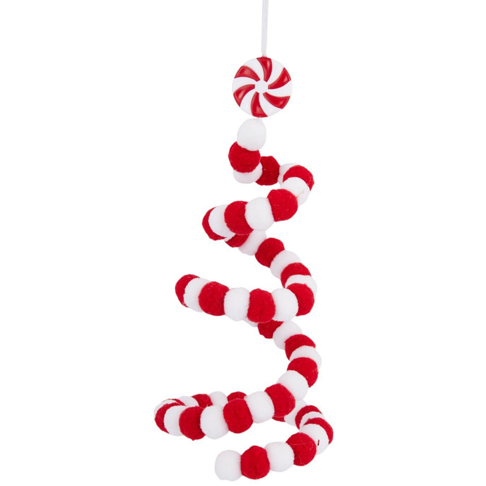 Candy Cane Pom Pom Tree DecorationRed Image 2