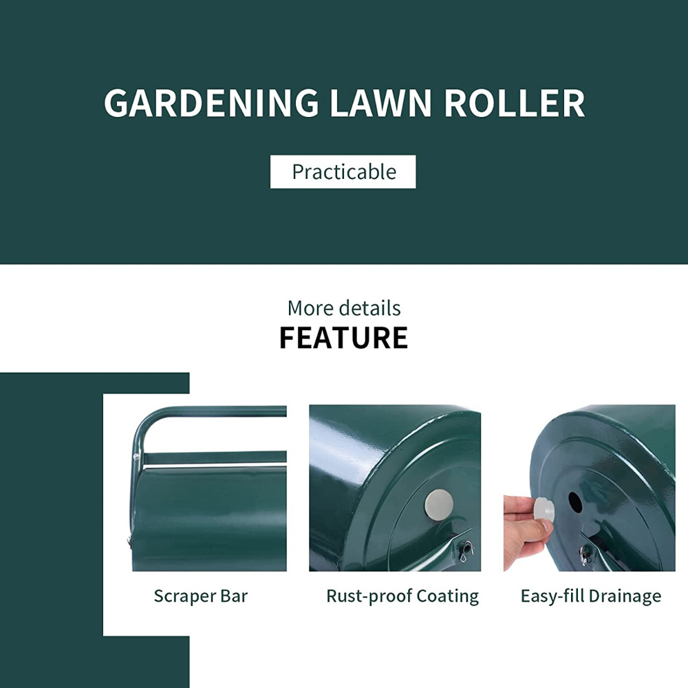 Costway GT2914GN Green Heavy-Duty Garden Grass Roller 63L Image 8