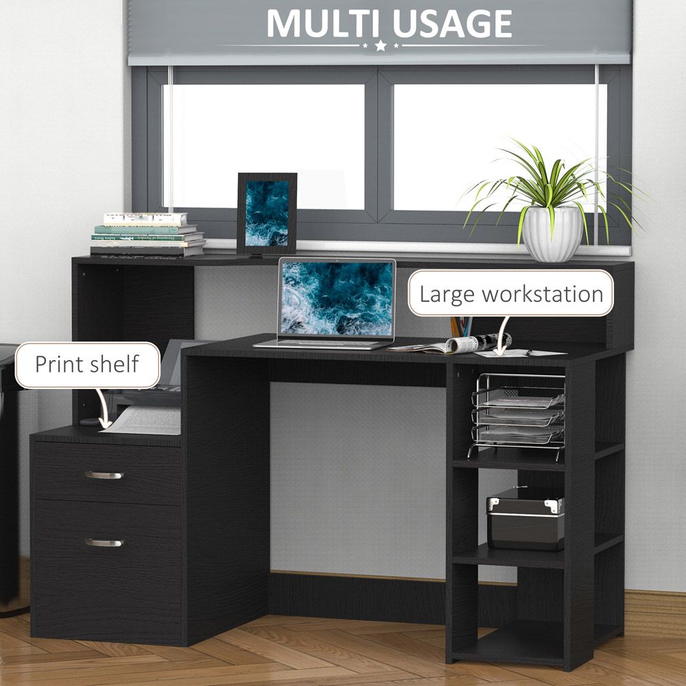 Portland 2 Drawer Computer Desk Black | Wilko
