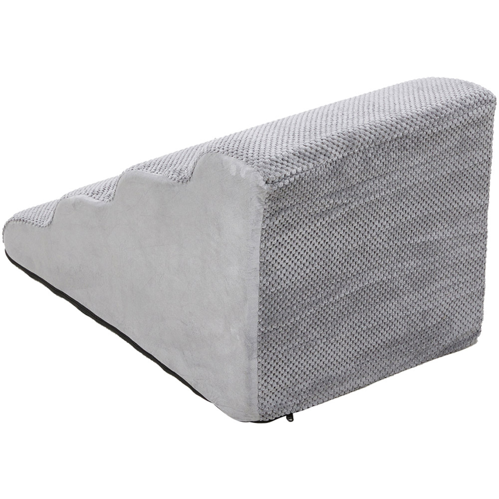 H&O Direct 4 Step Grey Corduroy Non Slip Pet Stairs Image 3