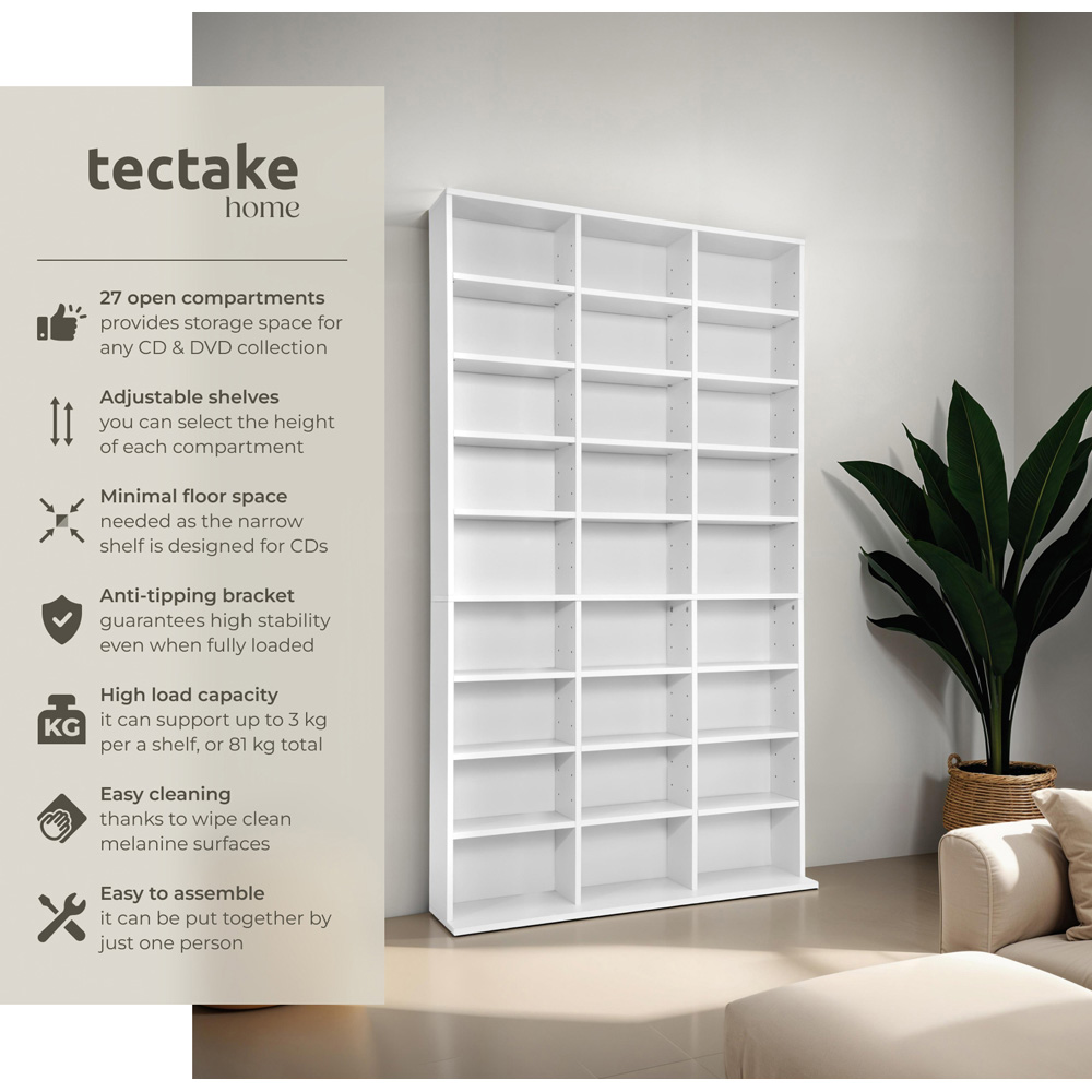 tectake Christel 27 Shelf White CD Shelf Image 5