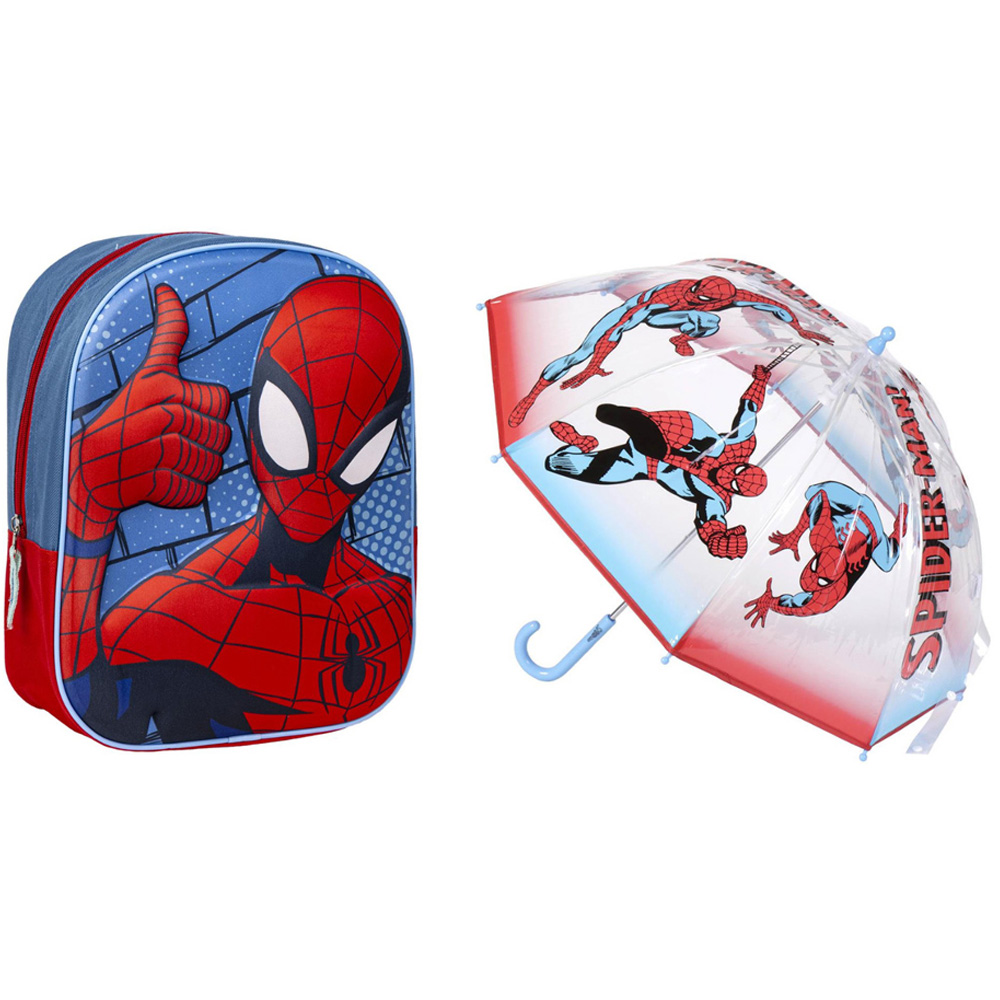 Spiderman Back To School Children 3D Backpack and Umbrella Set Image 1
