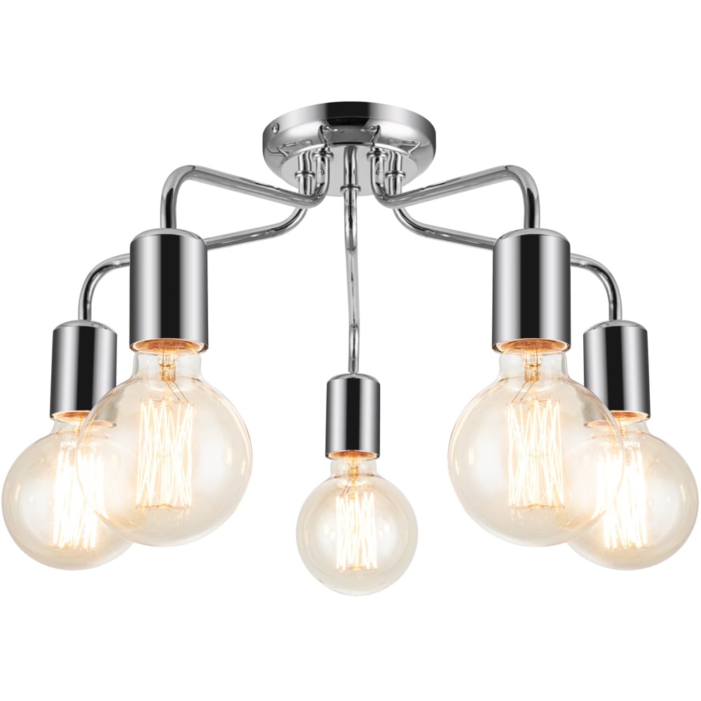 Cosylyte Fraser 5 Light Chrome Metal Flush Ceiling Light Image 3