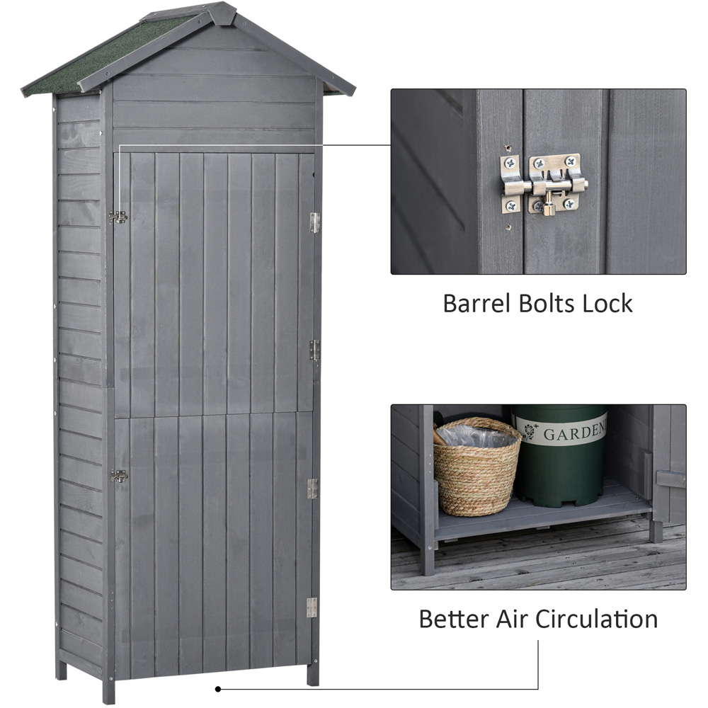 Outsunny 2.6 x 1.6ft Dark Grey Wooden Garden Shed Image 5