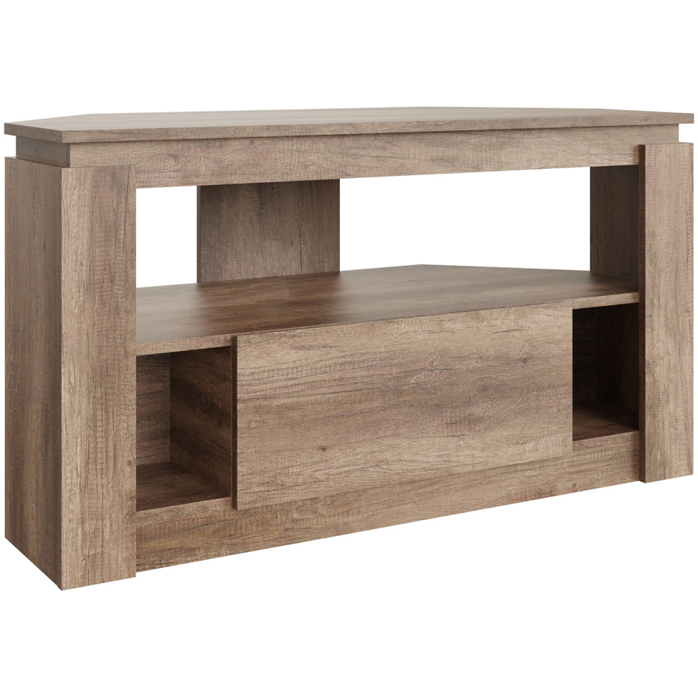 GFW Canyon Single Drawer Single Shelf Oak Corner TV Unit Image 2