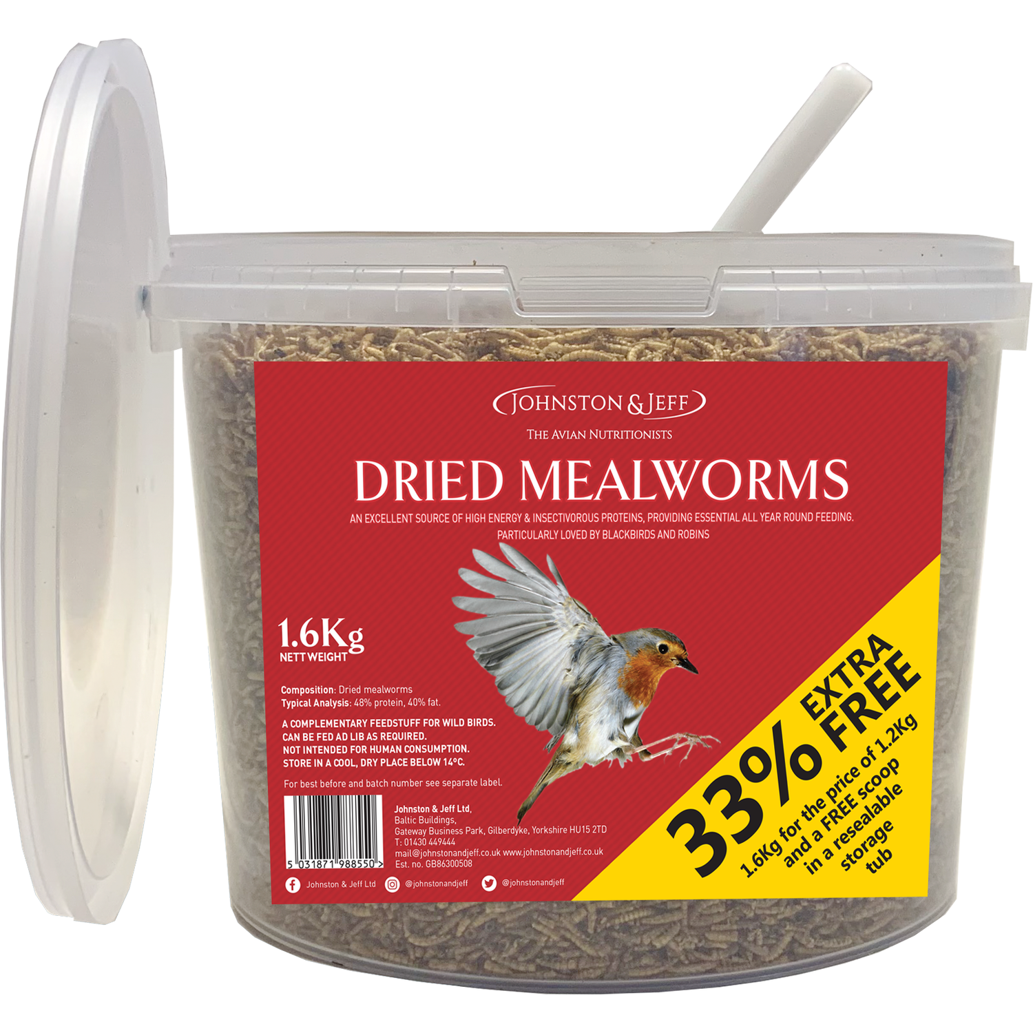 Johnston & Jeff Dried Mealworms with Scoop 1.6kg Image